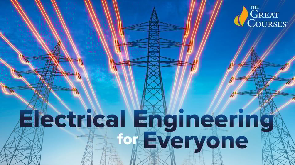 Large electrical towers connected by red lines representing the flow of electricity