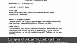 Examples of Written Feedback (Primary)